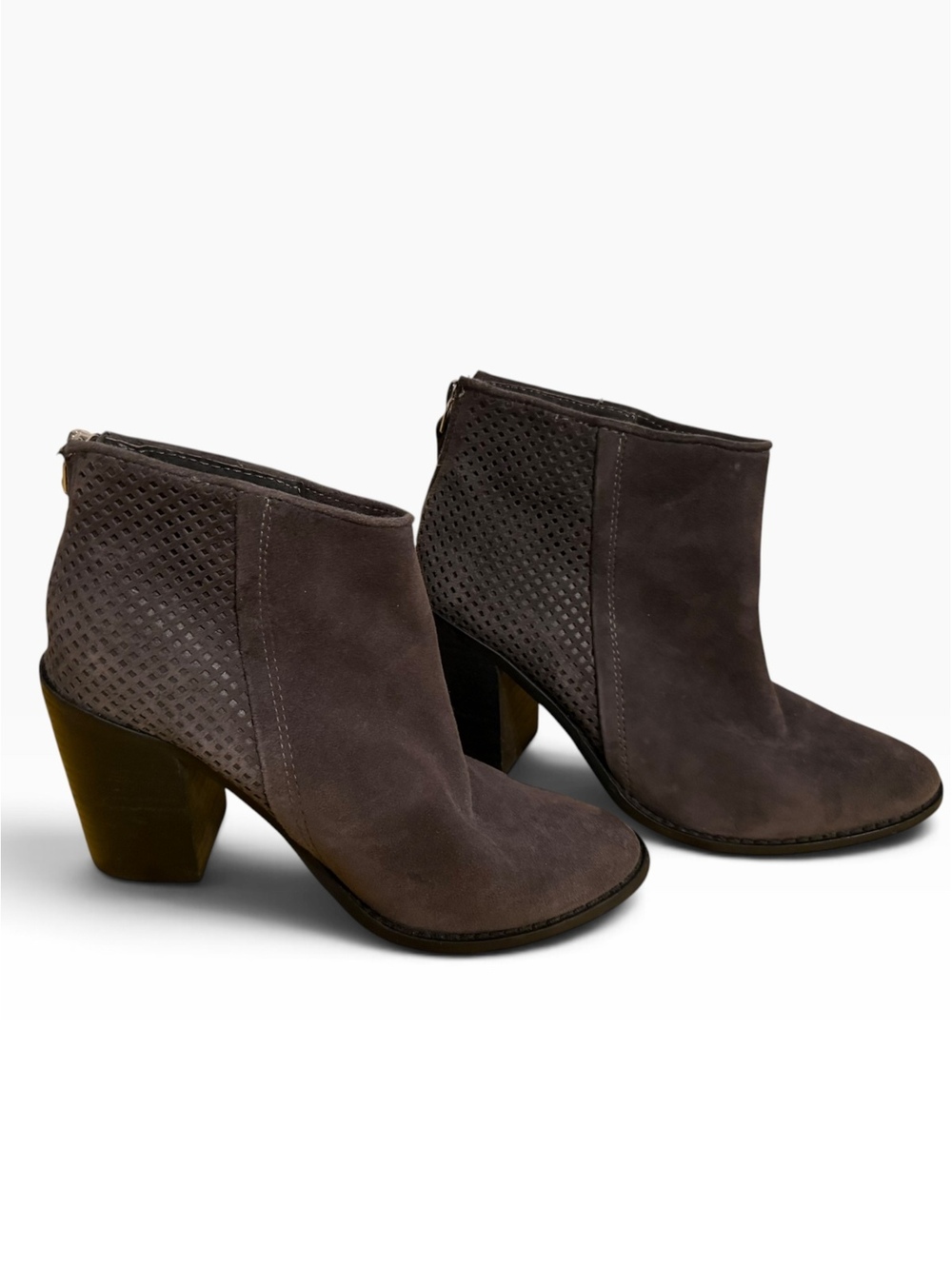 Steve Madden Gray Suede Ankle Booties with Perforated Detail 6